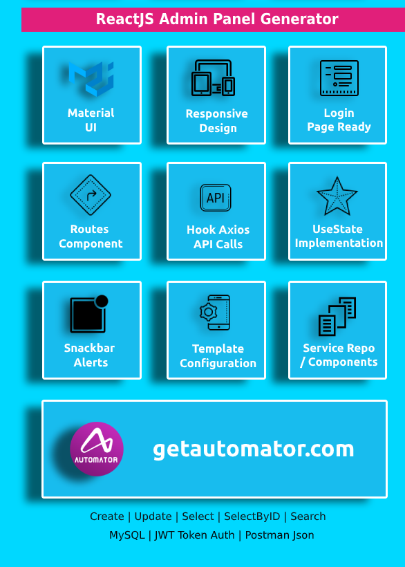 Easy ReactJS Application Generator + REST API Generator - Laravel MySQL CRUD REST API With JWT Token