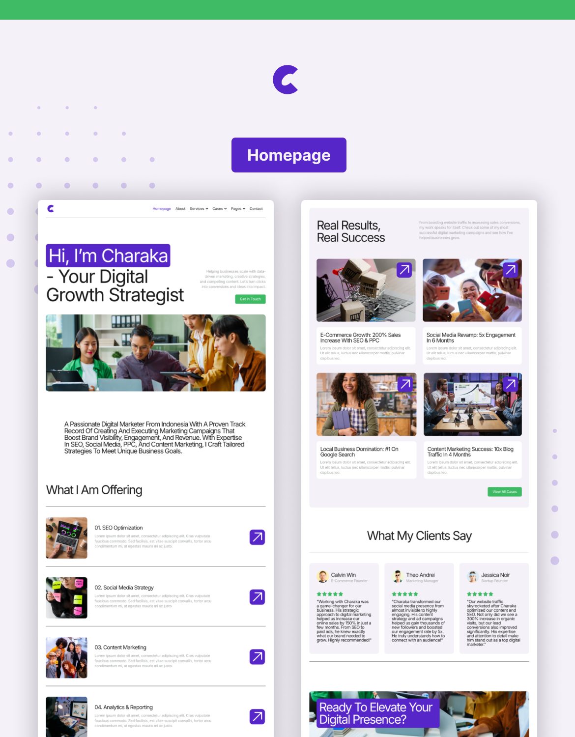 Charaka - Digital Marketer Portfolio Elementor Pro Template Kit - 1