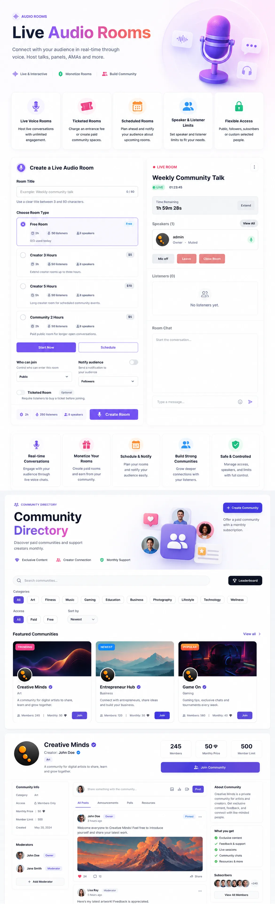 Dizzy communities memberships audio rooms and live rooms