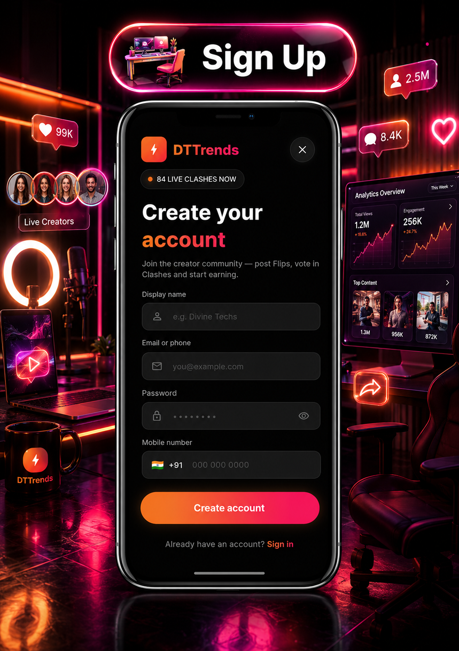DTTrends – TikTok Clone | Reels, Live Streaming, PK Battle, Story, Feed, Chat | Flutter App - 14