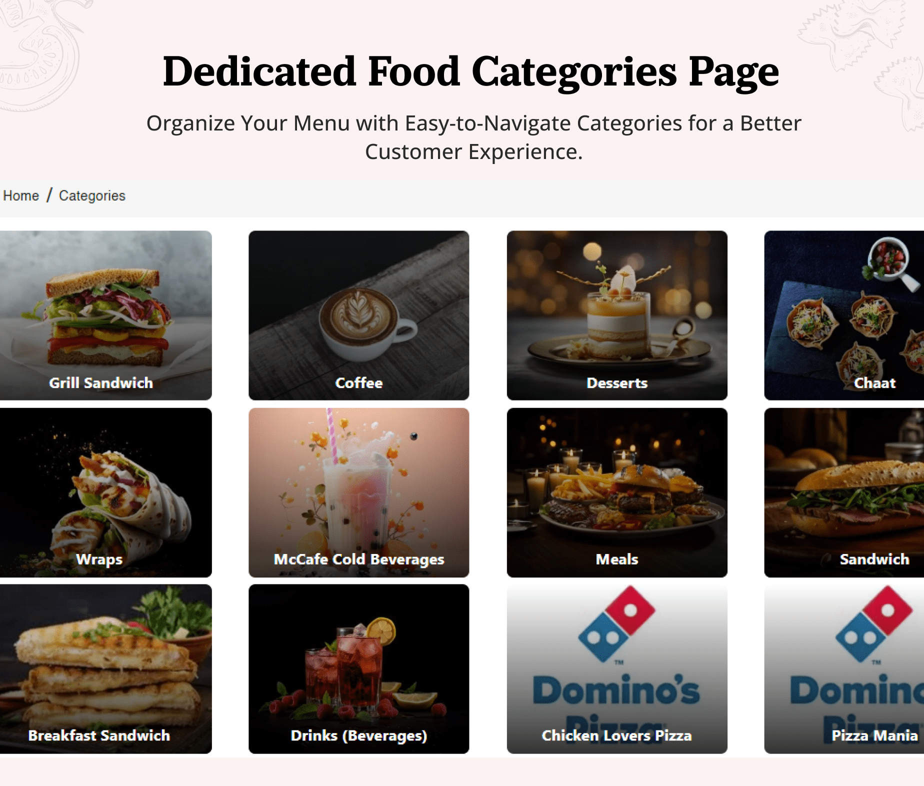 eRestro Web - Unlimited Categories