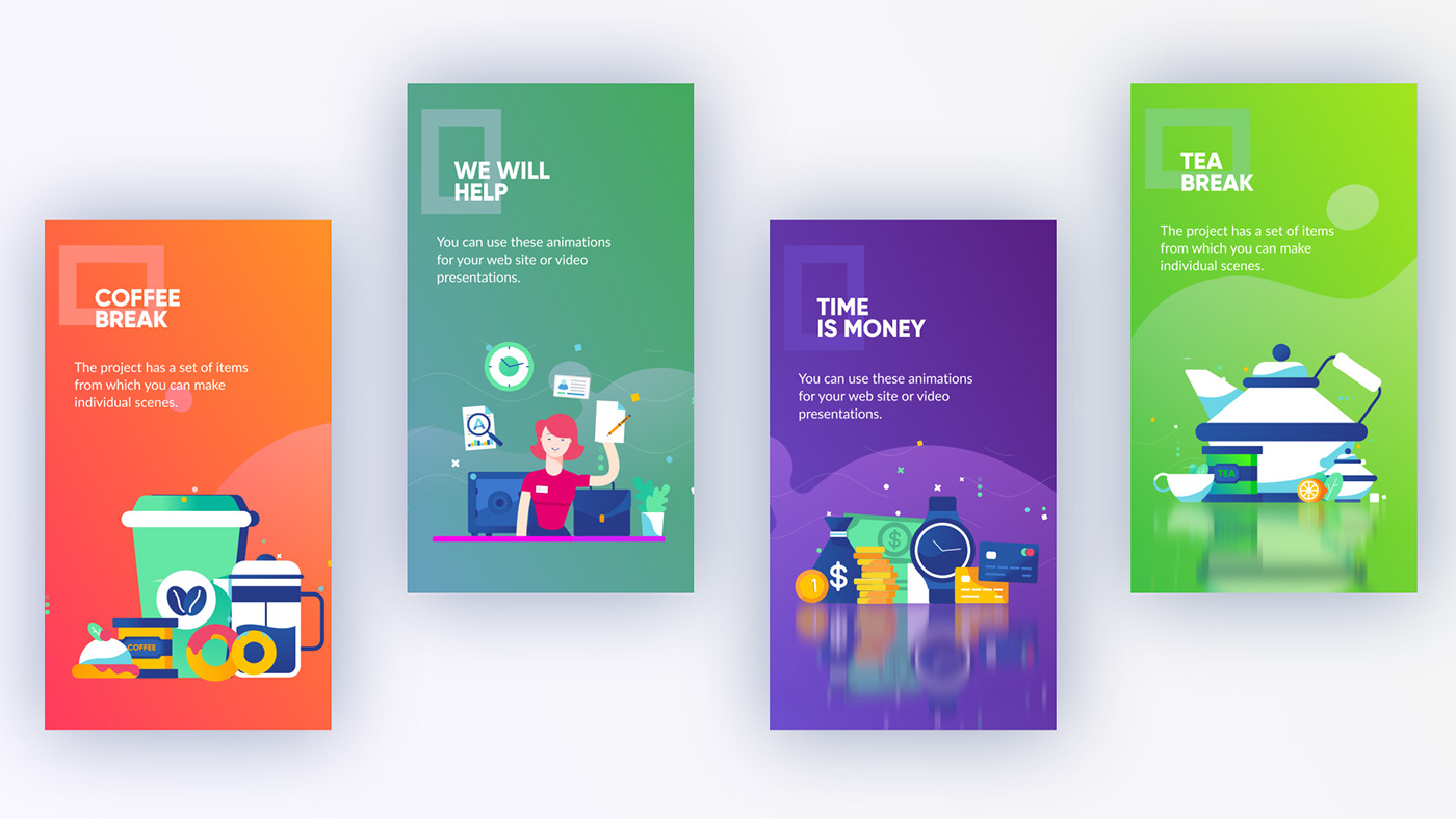 PR模板-现代干净设计彩色多用途垂直MG社交媒体动画图标igtv抖音小视频竖屏广告宣传