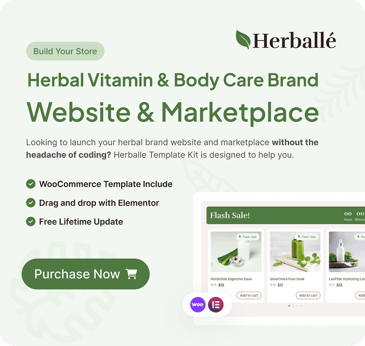 Herballe - Herbal Vitamin & Body Care Woocommerce Elementor Pro Template Kit - 1
