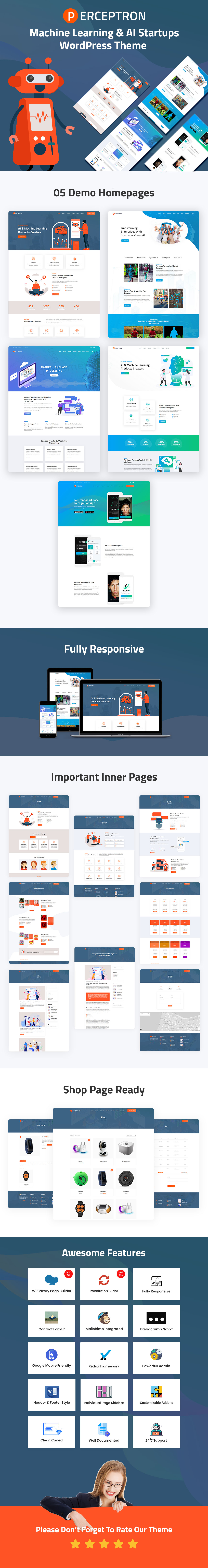 Perceptron - AI Startup WordPress Theme - 1
