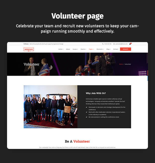 Political WordPress Theme Volunteer