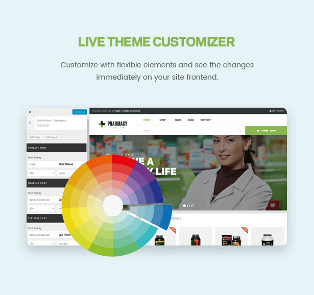 Canlı Tema Özelleştirici Eczane WooCommerce WordPress Duyarlı Tema