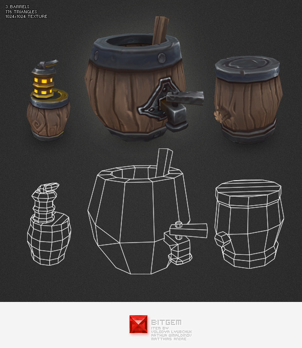 Low Poly Barrels