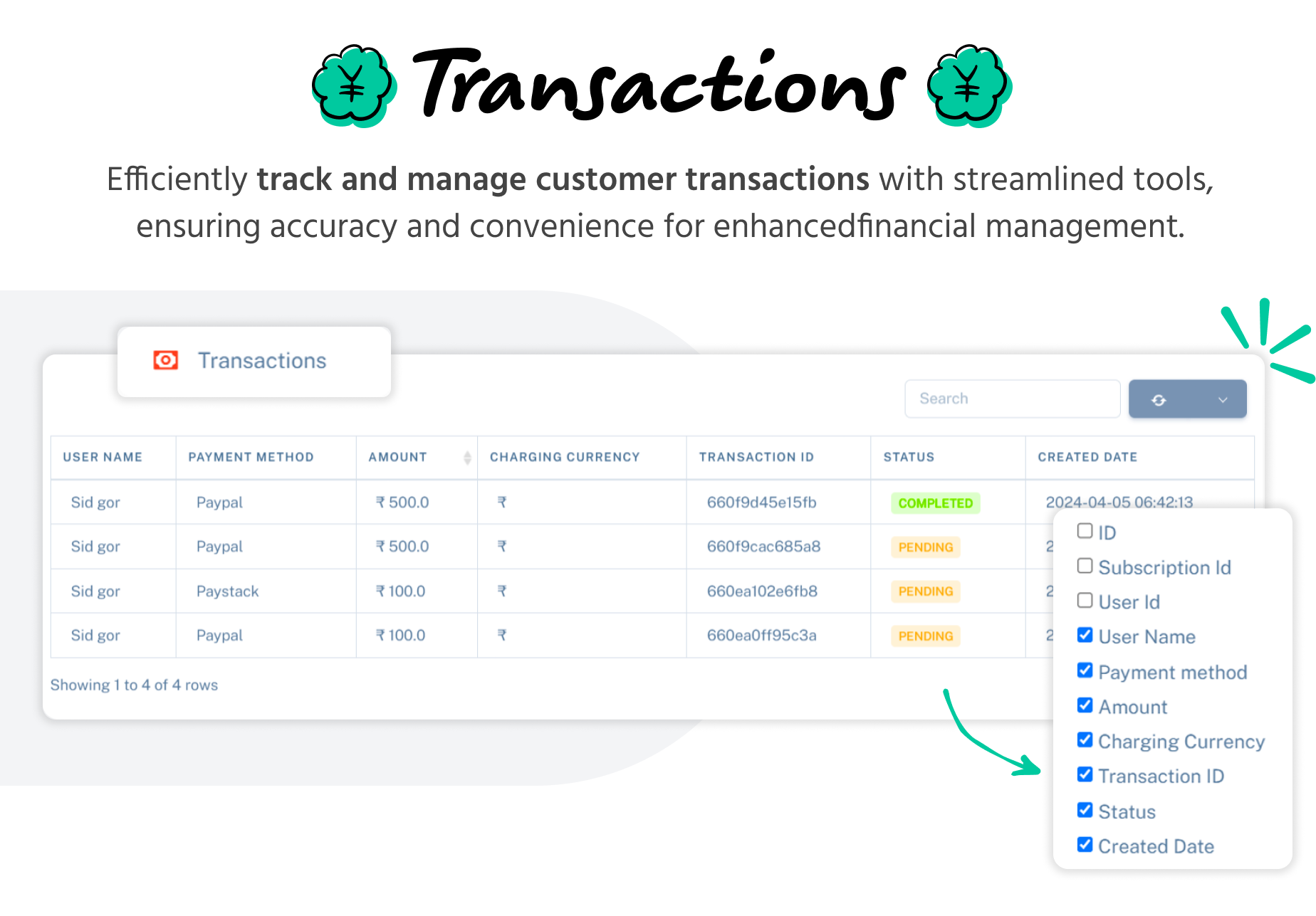 Transactions - Admin panel - Taskify SaaS - Project Management, Task Management & Productivity Tool