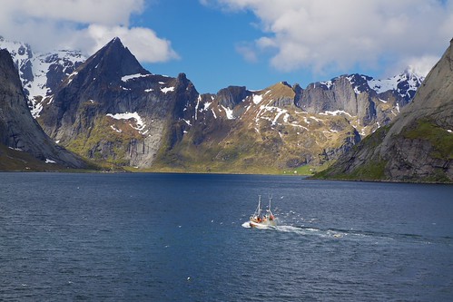 Fishing boat in fjord