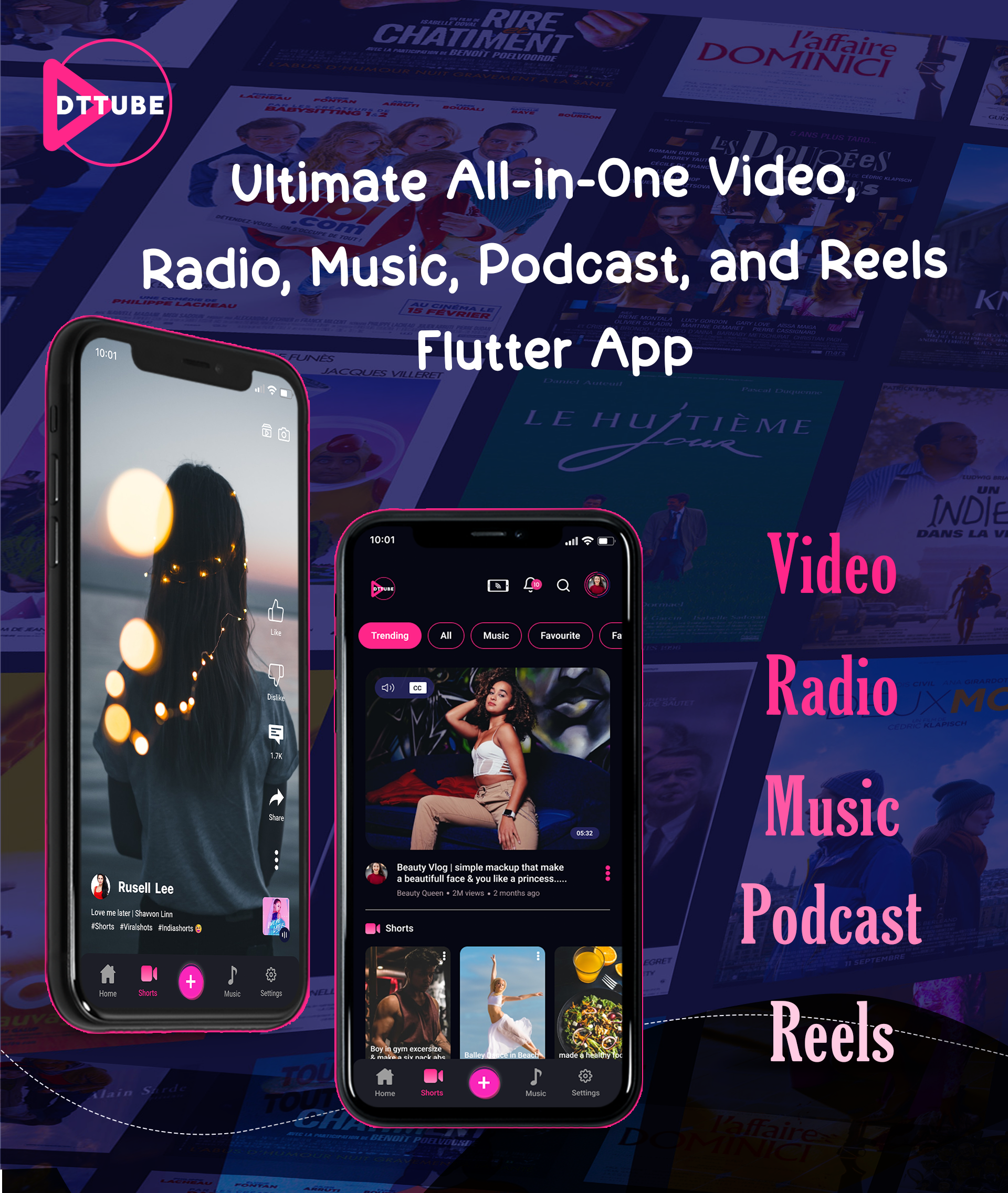 DTTube - Ultimate All-in-One Video,Reels,Podcast,Radio,Music Flutter App with Laravel Admin Panel - 8