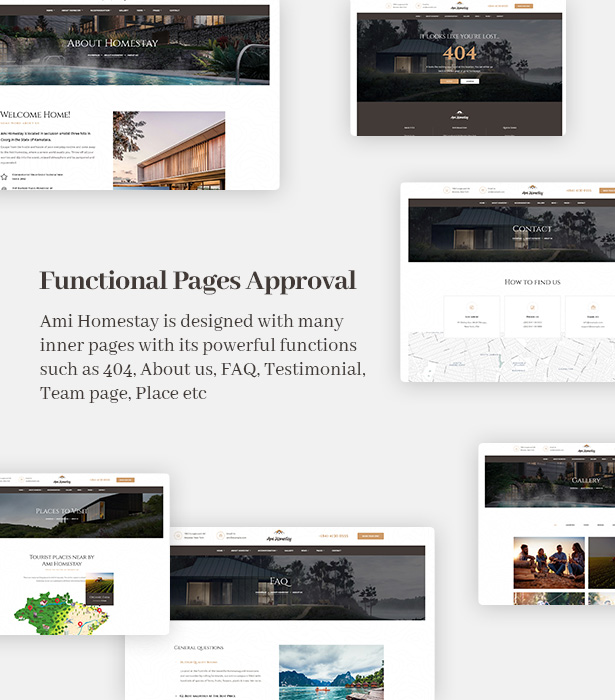 Ami Homestay Hotel Resort WordPress Theme - Functional Pages