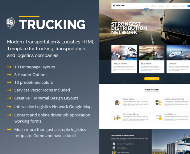 TruckingTransportation & Logistics HTML Template by pixelindustry