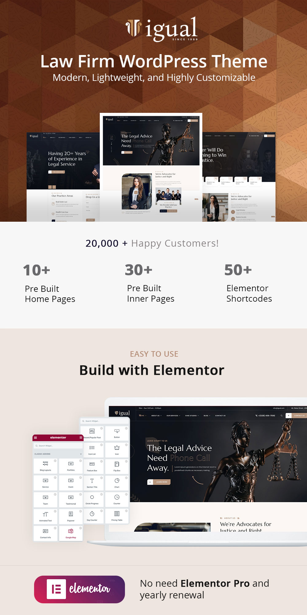 Igual – Law Firm WordPress Theme features