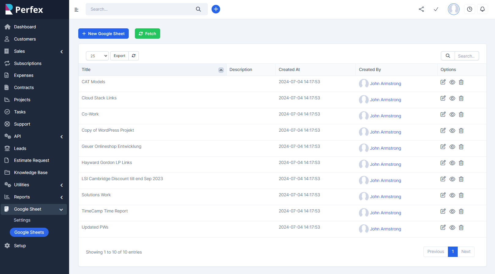 Google Sheets module for Perfex CRM - Two-way Spreadsheets Synchronization - 3