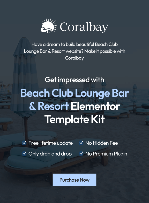 Coralbay - Beach Club Lounge Bar & Resort Elementor Template Kit - 1