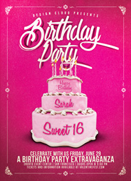 Design Cloud: Birthday Party Cake Flyer Template
