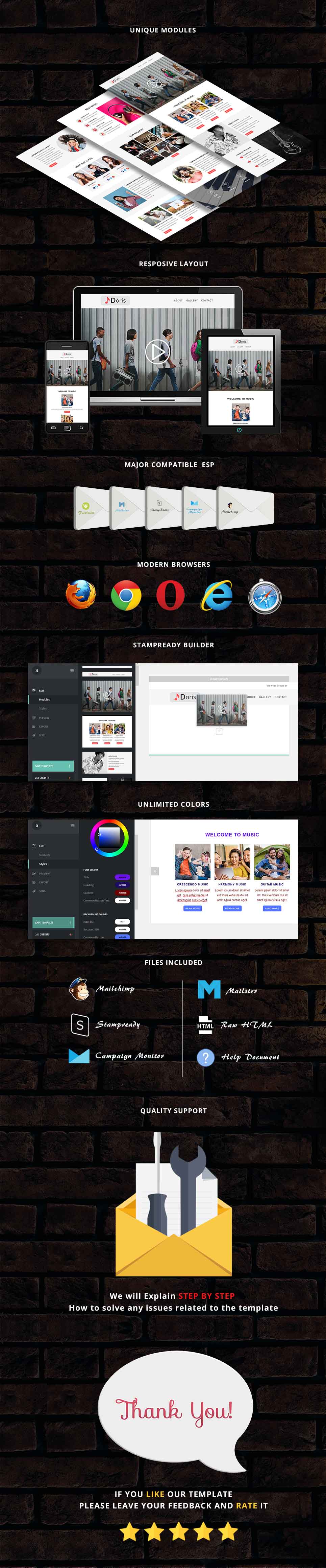 Doris - Responsive Email Template + Stampready Builder