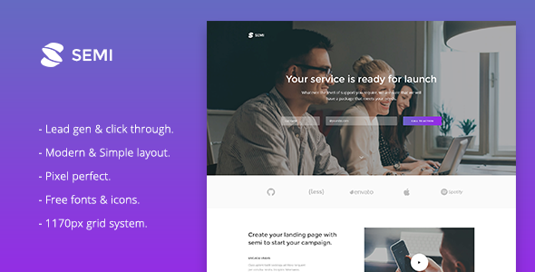 Semi - Service Landing Page Responsive Muse Template