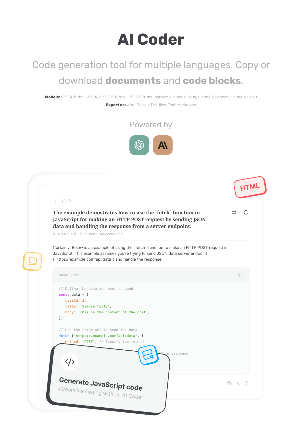 AI Coder - Code Generator preview aikeedo @heyaikeedo