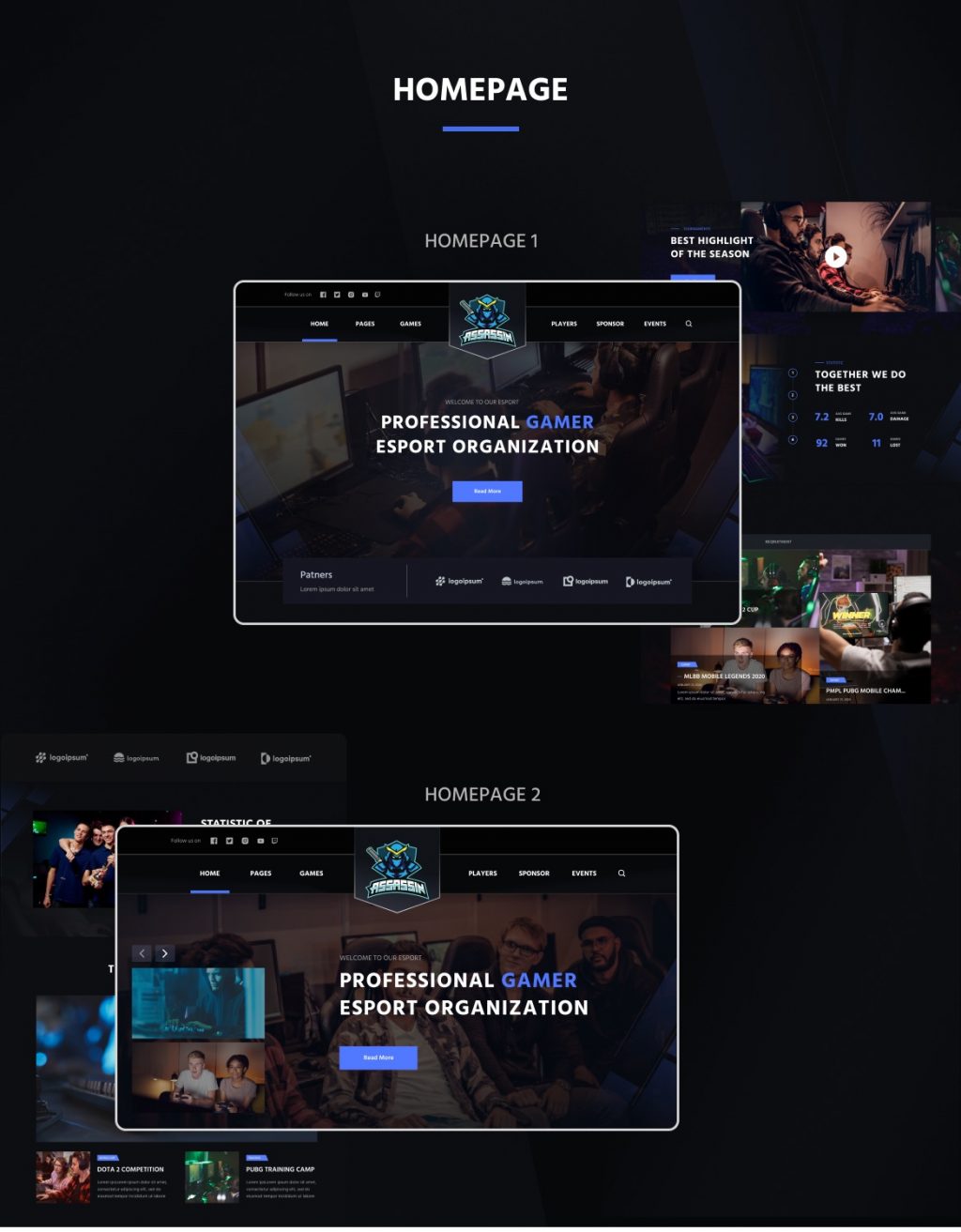 Assasin | eSport & Gaming Elementor Template Kit - 1