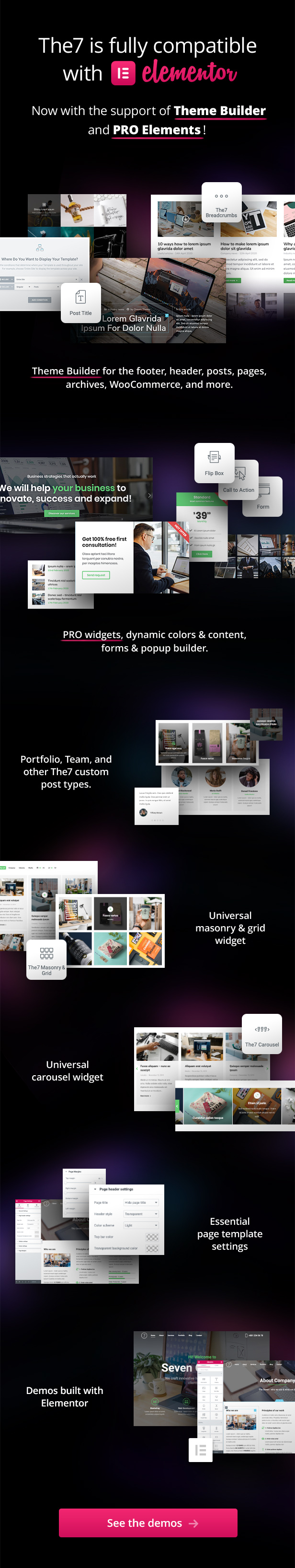 Soporte completo para Elementor. ¡Ahora con Theme Builder y PRO Elements!