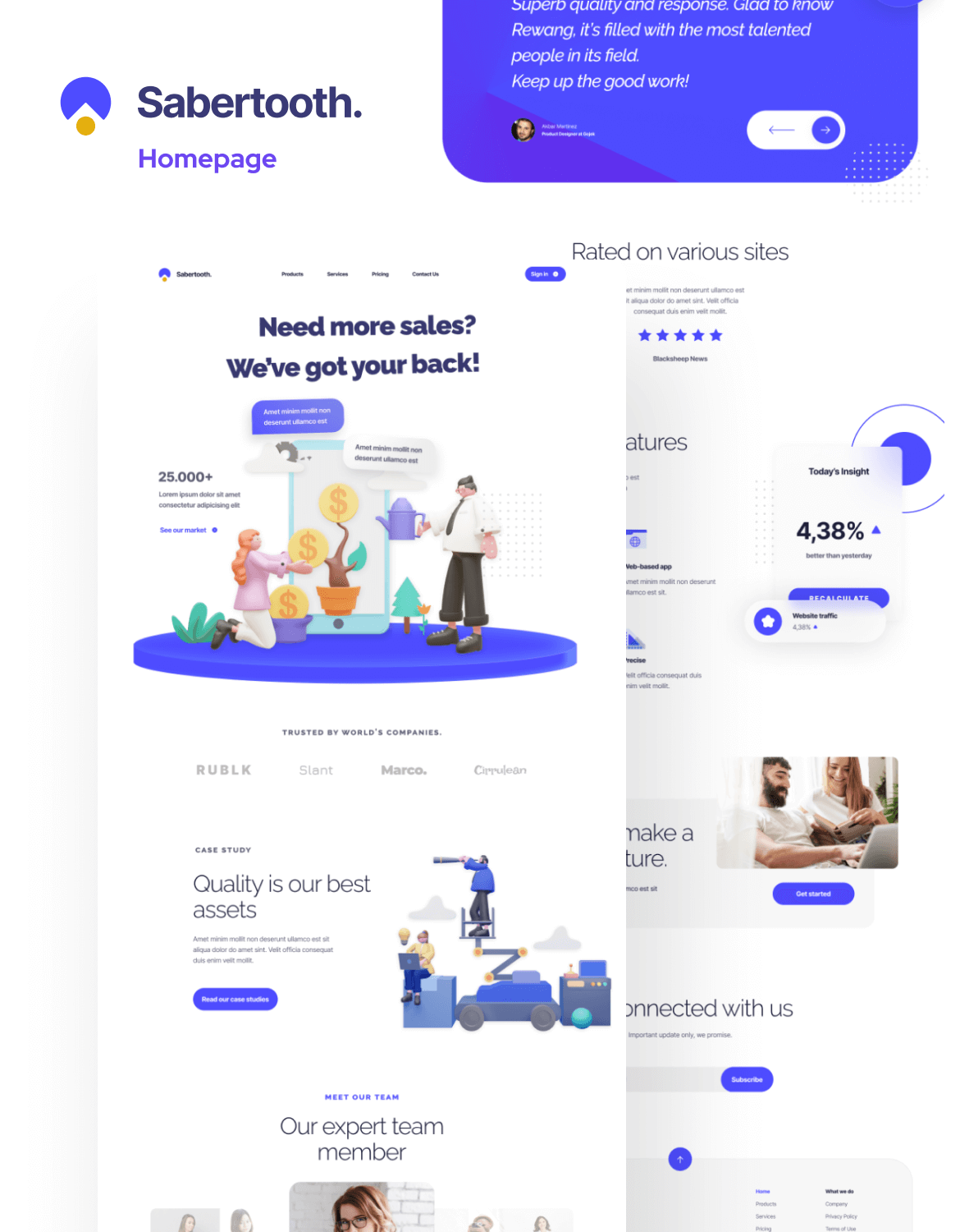 Sabertooth | Bussiness Service & Startup Web UI Kit for Figma - 1