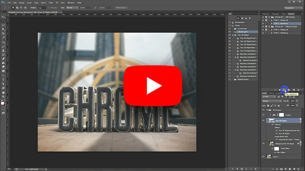 Make a 3D CHROME TEXT Effect and Turn It Into a Rotating ANIMATED GIF -  Photoshop Tutorial 