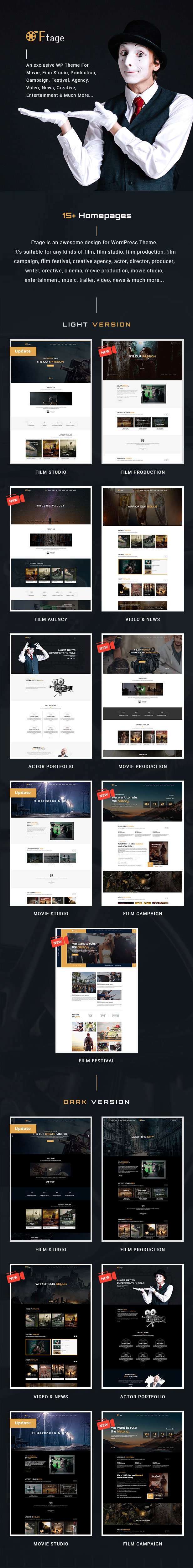 Movie Production & Film Studio WordPress Theme - Ftage - 1