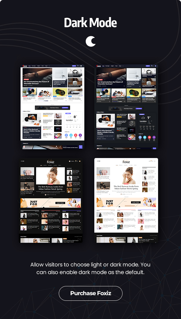 foxiz wordpress newspaper and magazine theme dark mode supported