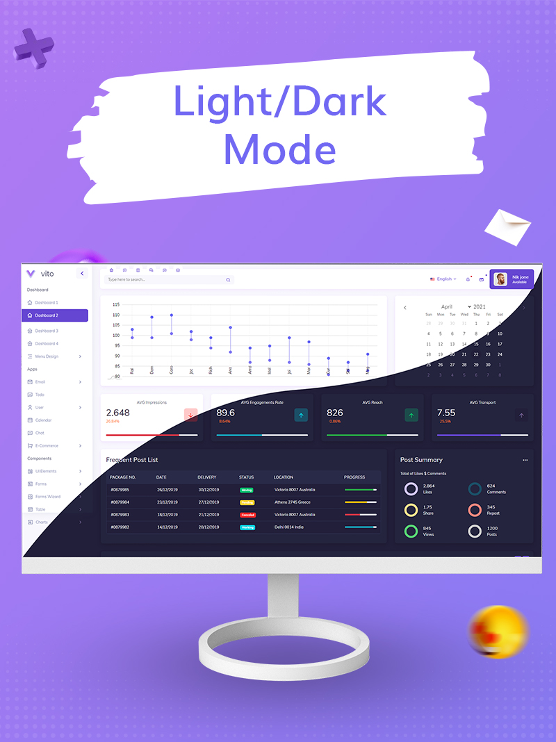 Vito - Vue, Laravel, HTML Admin Dashboard Template - 14