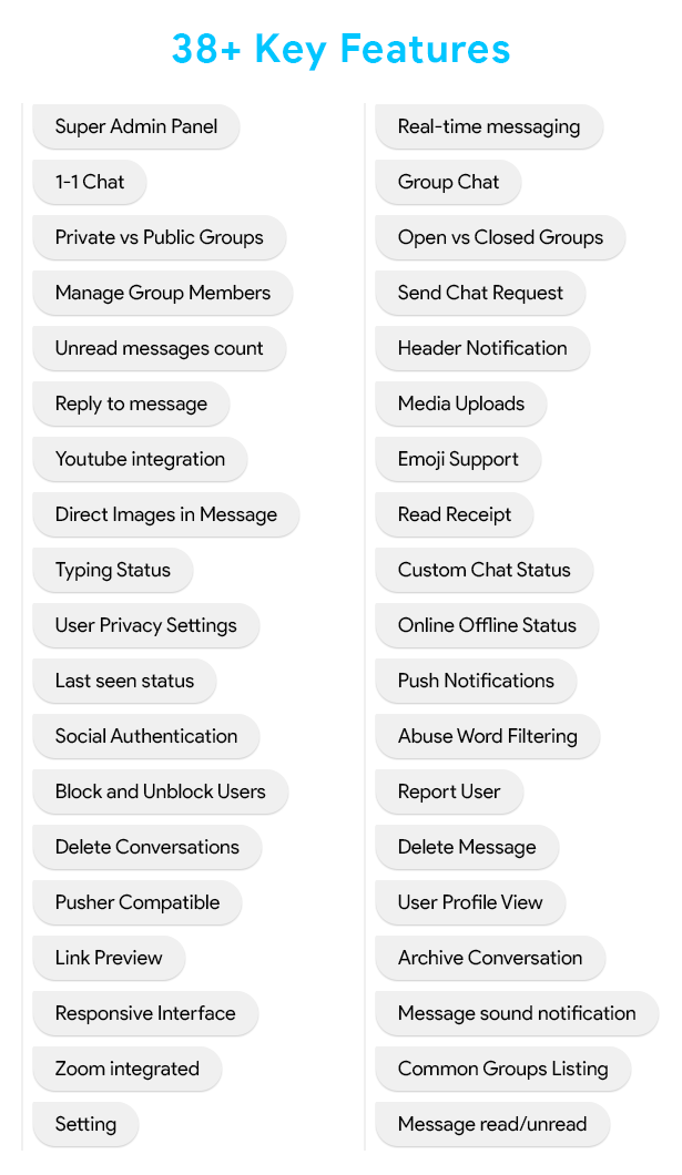 InfyChat Features List
