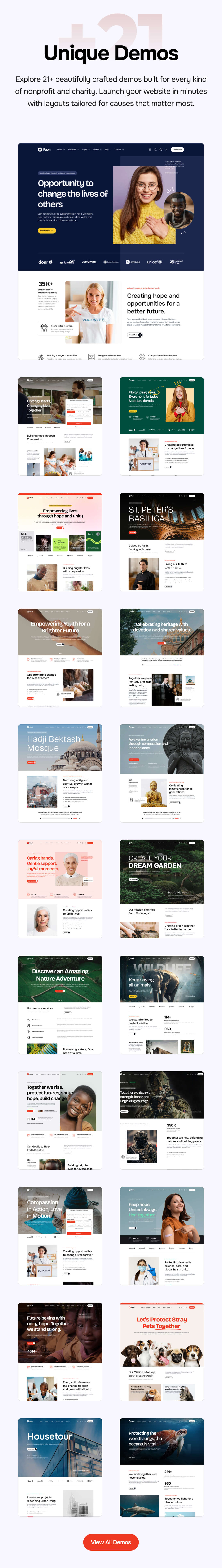 Prebuilt Demos - Faun Nonprofit & Charity WordPress Theme