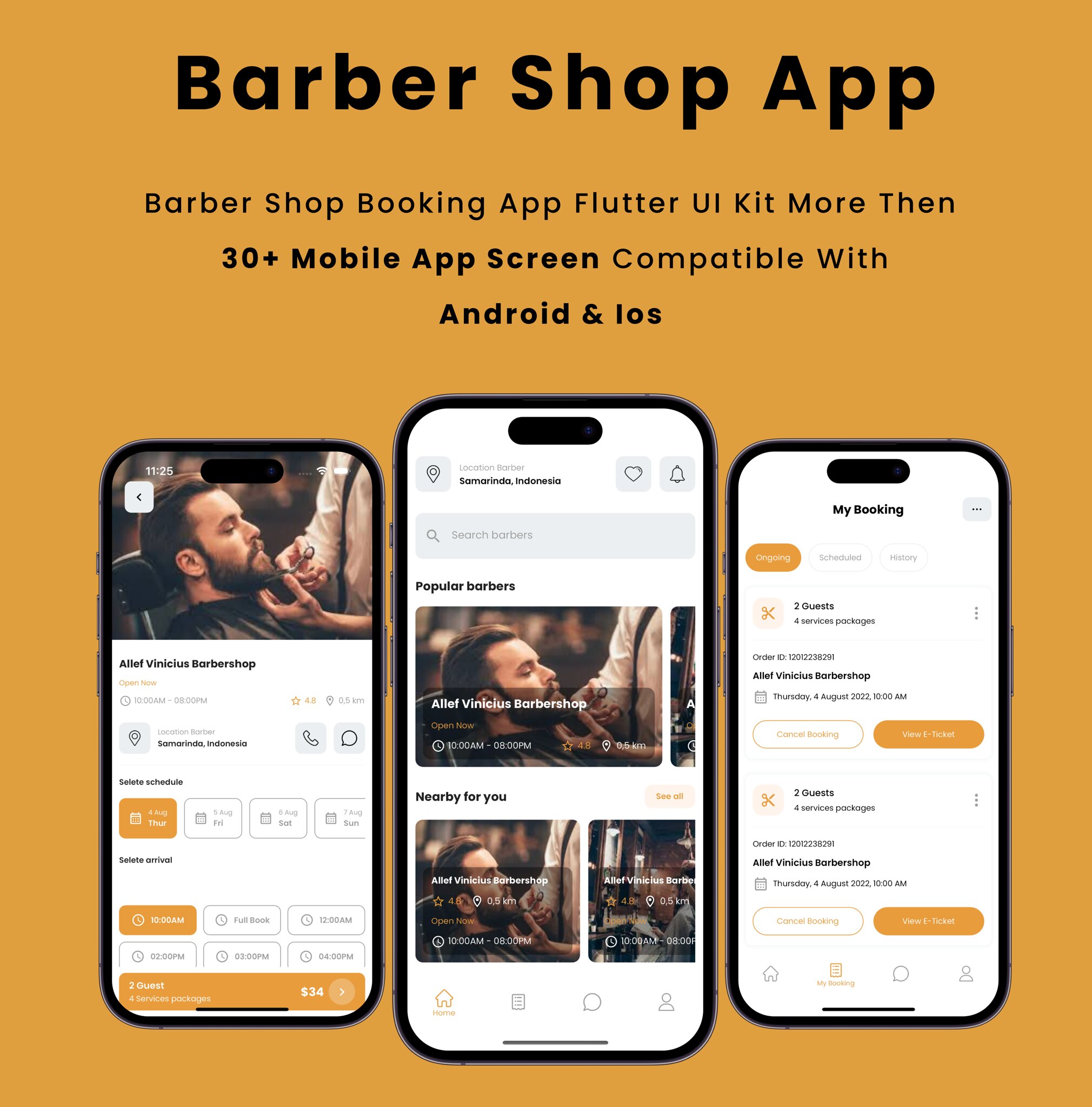 Barber Shop - Salon,Spa,Massage Appointment Booking App Flutter | Android | iOS Mobile App Template