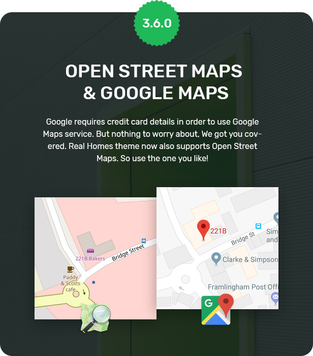 Mapa de ruas aberto e suporte do Google Maps