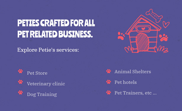 Petie - 宠物护理中心和兽医 WordPress 主题专为所有宠物相关业务打造