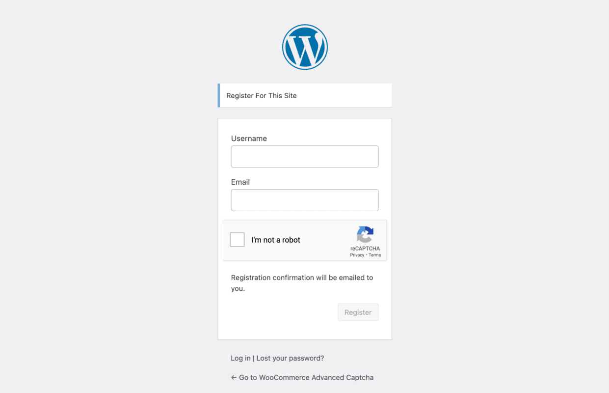 WooCommerce Advanced CAPTCHA plugin backend registration form