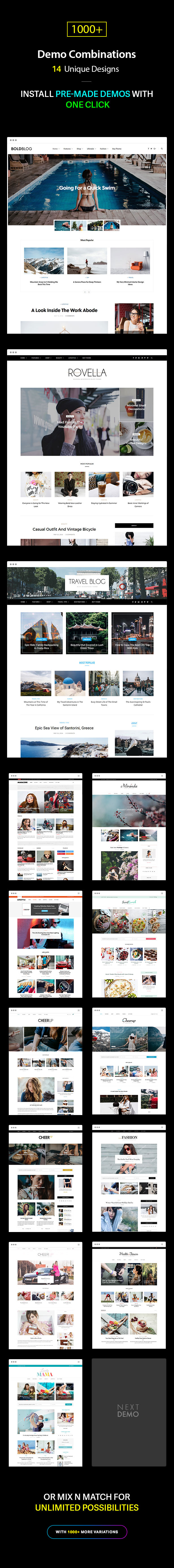 Multiple Blog and Magazine Layouts, 14  Unique Designs