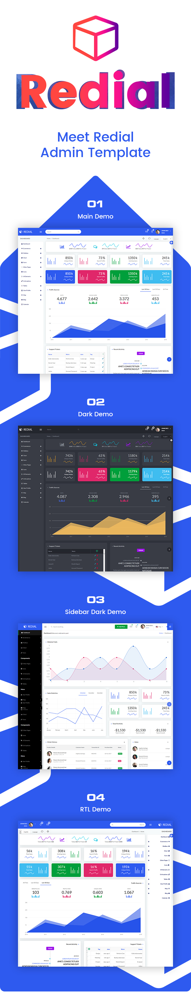 Redial - Bootstrap 4  Admin/Dashboard Template - 1