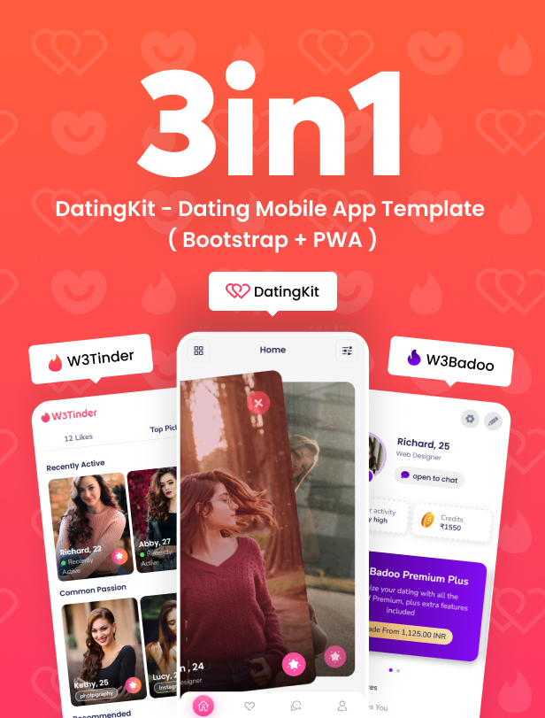 DatingKit Dating Mobile App Template ( Bootstrap + PWA ) by