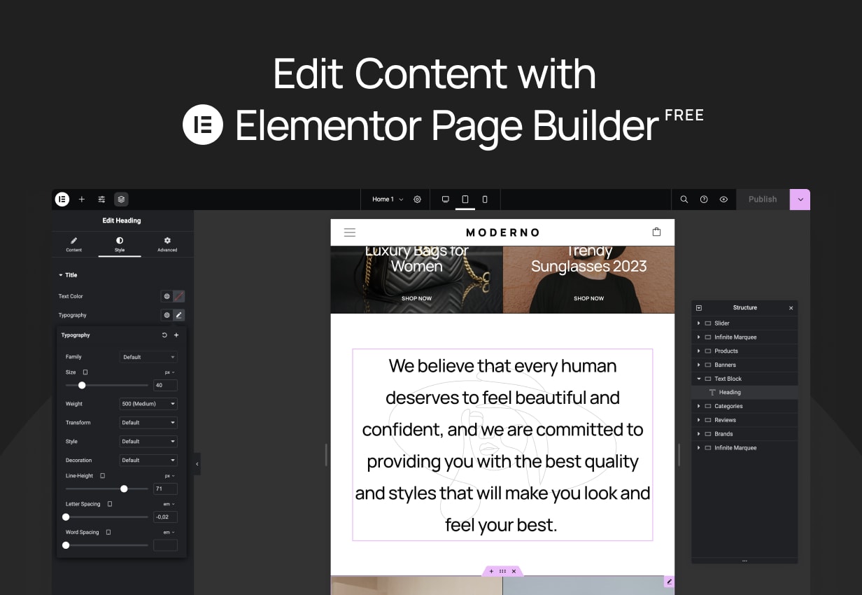 Moderno - Edit Content with Elementor Page Builder