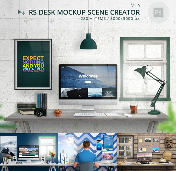 Download Rs Desk Mockup Scene Creator By Rsplaneta Graphicriver PSD Mockup Templates