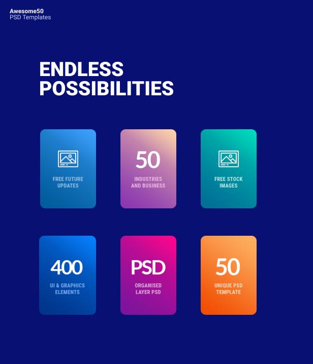 Awesome50 | A Wholesale Collection of 50 Multi Business Landing Pages and Home Pages PSD Template - 3