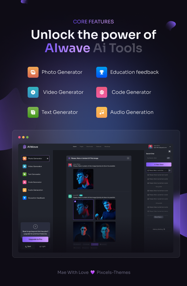 Aiwave AI SaaS Website + Dashboard UI CodeIgniter Kit - 13