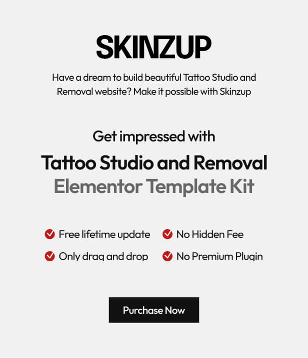 Skinzup - Tattoo Studio & Removal Elementor Template Kit - 1
