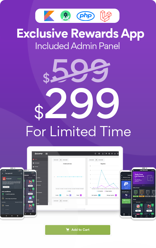 Cash Rewards - CPI Offers & Rewards App + PHP Laravel Admin Panel - 1