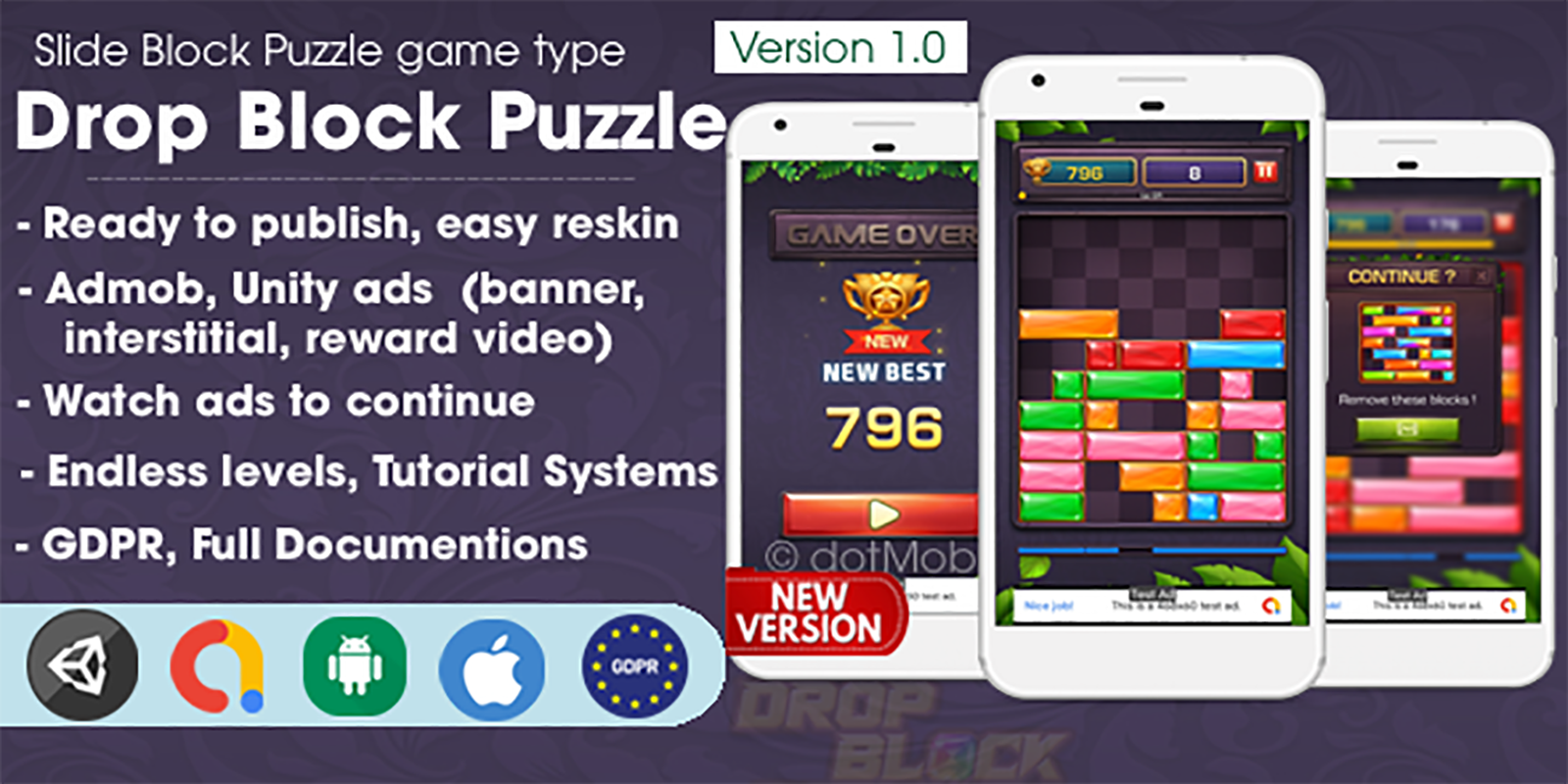 Drop Block Puzzle Unity Source Code