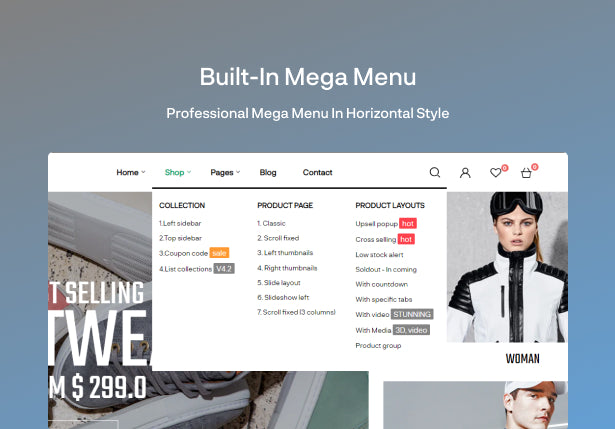 Built-in mega menu