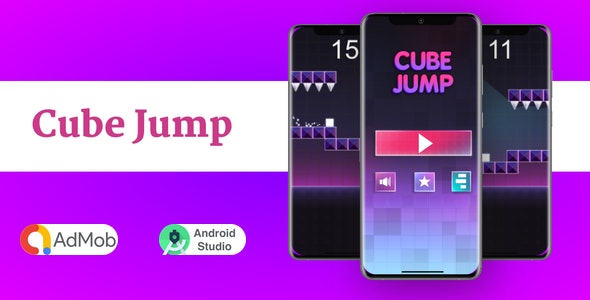 Cube Jump Game ( Android Studio + Admob + Multiple Characters + Reward Video Ads )