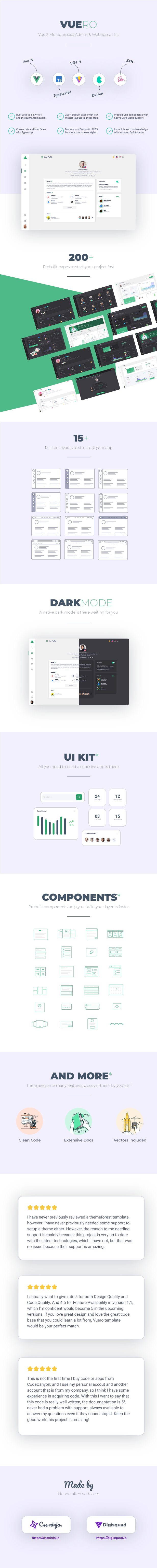 Vuero - VueJS 3 Admin and Webapp UI Kit by cssninjaStudio | ThemeForest