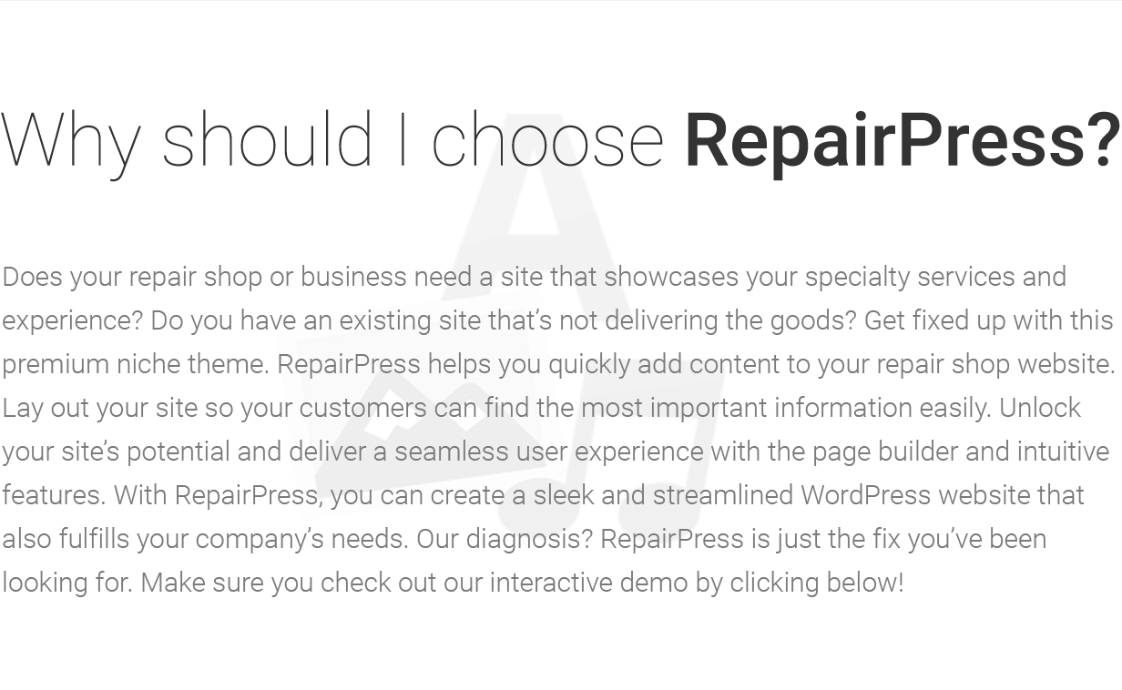 Reasons to choose RepairPress